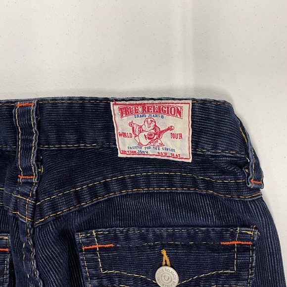 Pre-owned True Religion Women's 24 Navy Corduroy Joey Flare Pants Flap Pockets - Picture 8 of 15